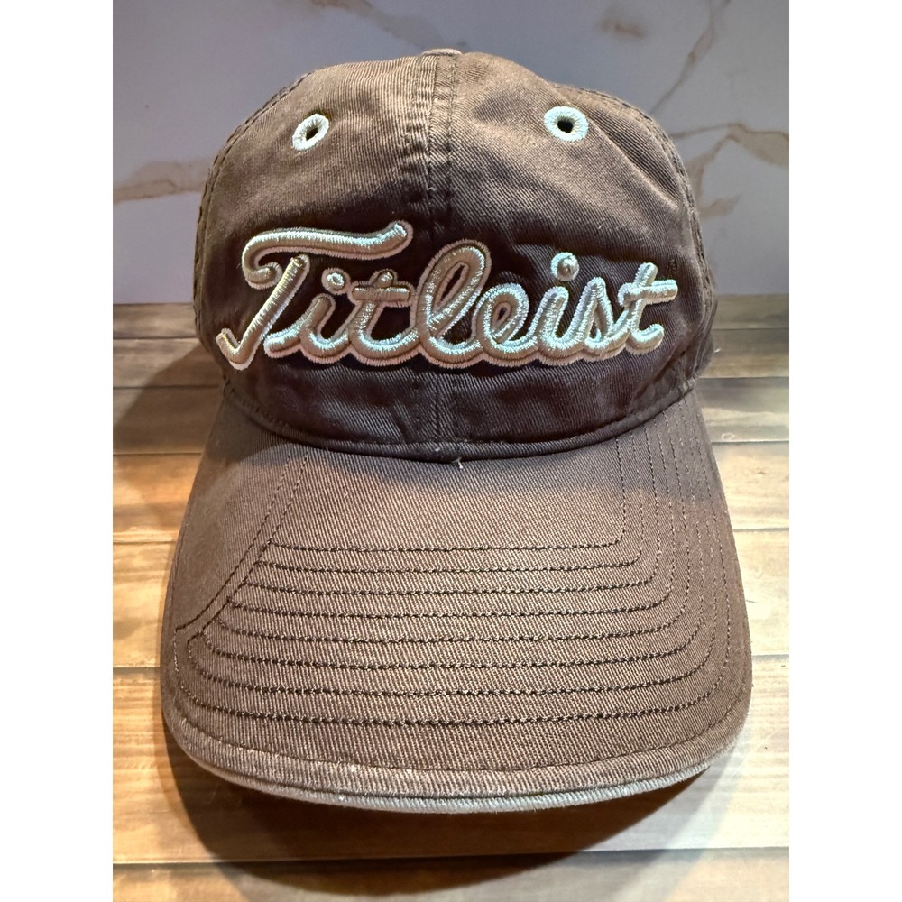 Titleist Golf Hat by New Era Brown Adjustable Strapback Script Logo Cap